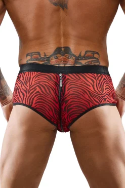 Netz Slip mit Reißverschluss mit Zebramuster