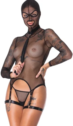 Netzhemd mit Halsband und Flogger