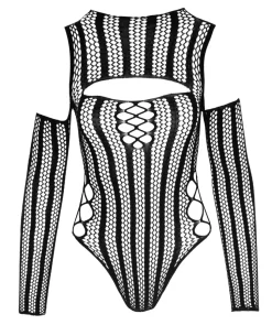 Netz Langarm-Body Ouvert