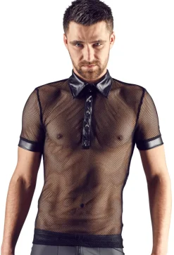 Netz-Shirt in schwarz