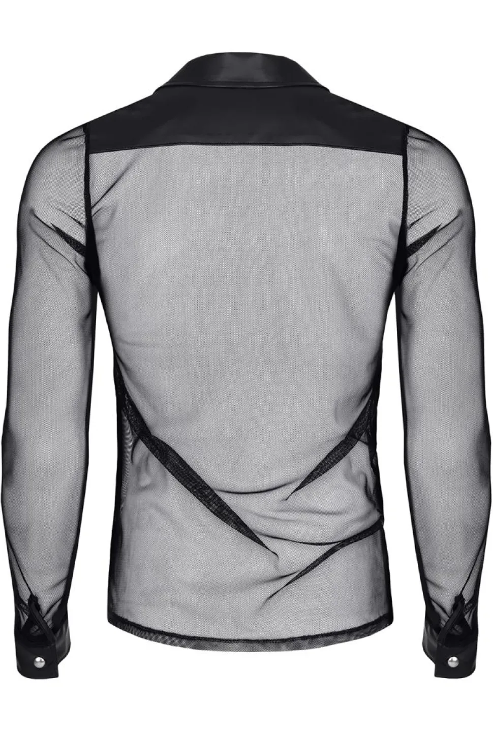 Netz-Wetlook Hemd Stehkragen Slim-Fit