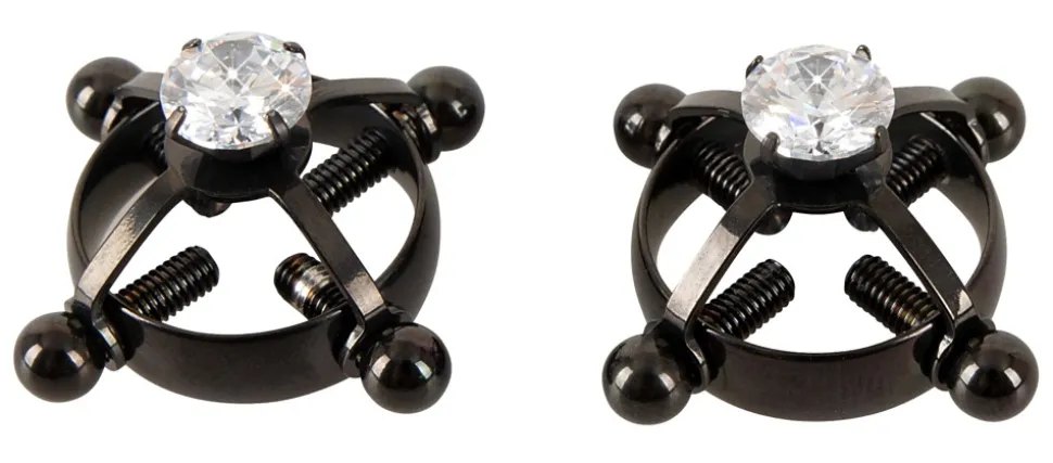 Nippelklemmen mit Schmuckstein und Justierschrauben