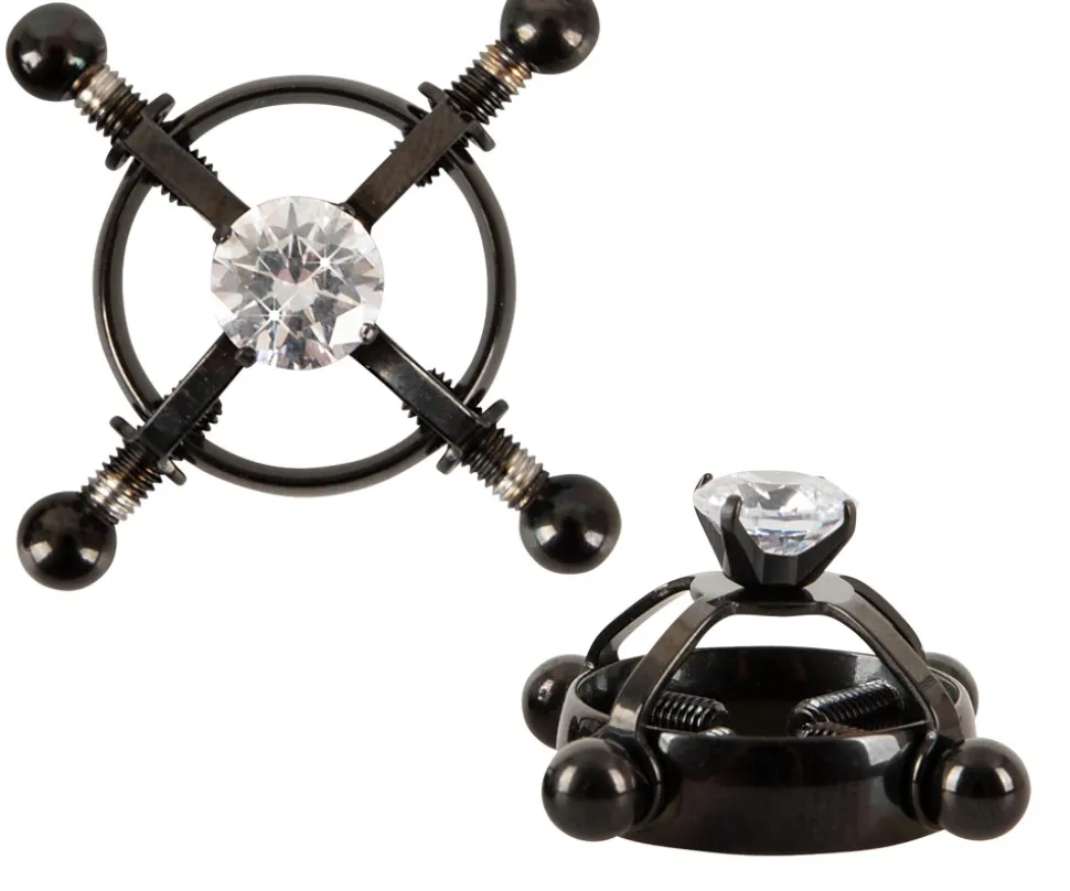 Nippelklemmen mit Schmuckstein und Justierschrauben
