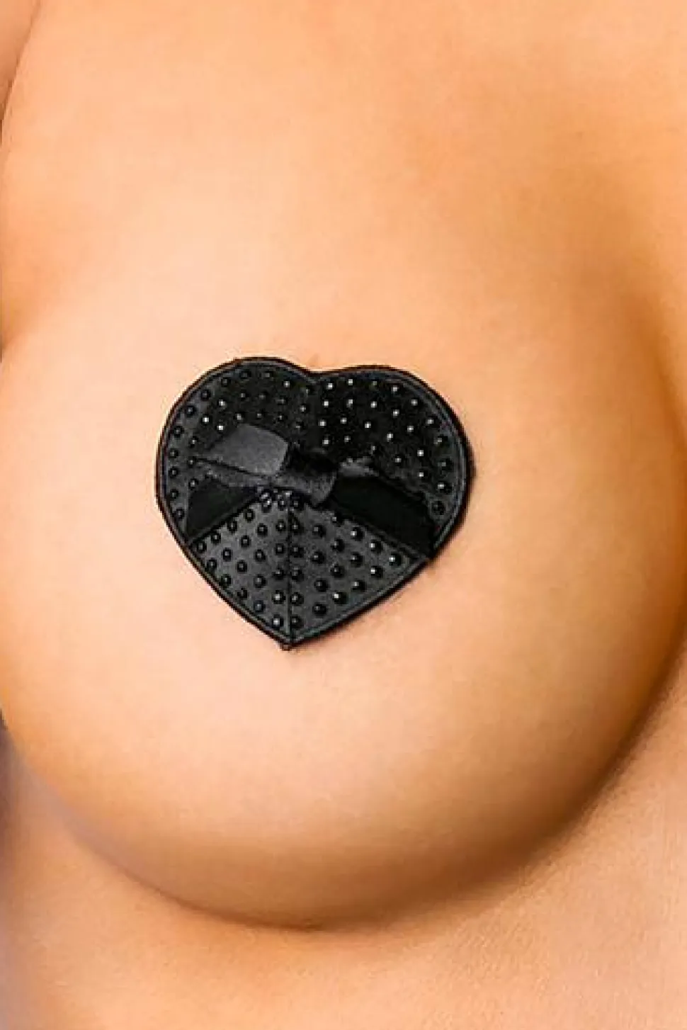 Nipple-Patches in Herzform mit Strass und Schleifchen