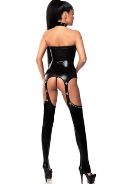 Ouvert Wetlook Overall Clubwear Bodysuit Einteiler