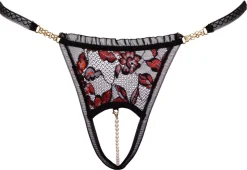 Ouvert-String mit Perlenkette Spitze Strasssteine