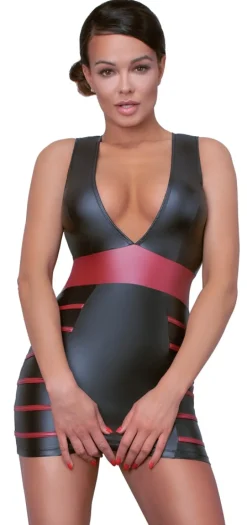 Party Kleid mit tiefem Ausschnitt schwarz-rot