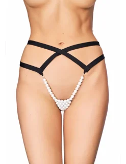 Perlen-String-Tanga Lorica schwarz