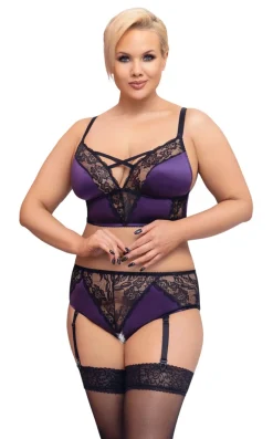 Plus Size BH-Set Bustier Straps-Slip Spitze Ouvert