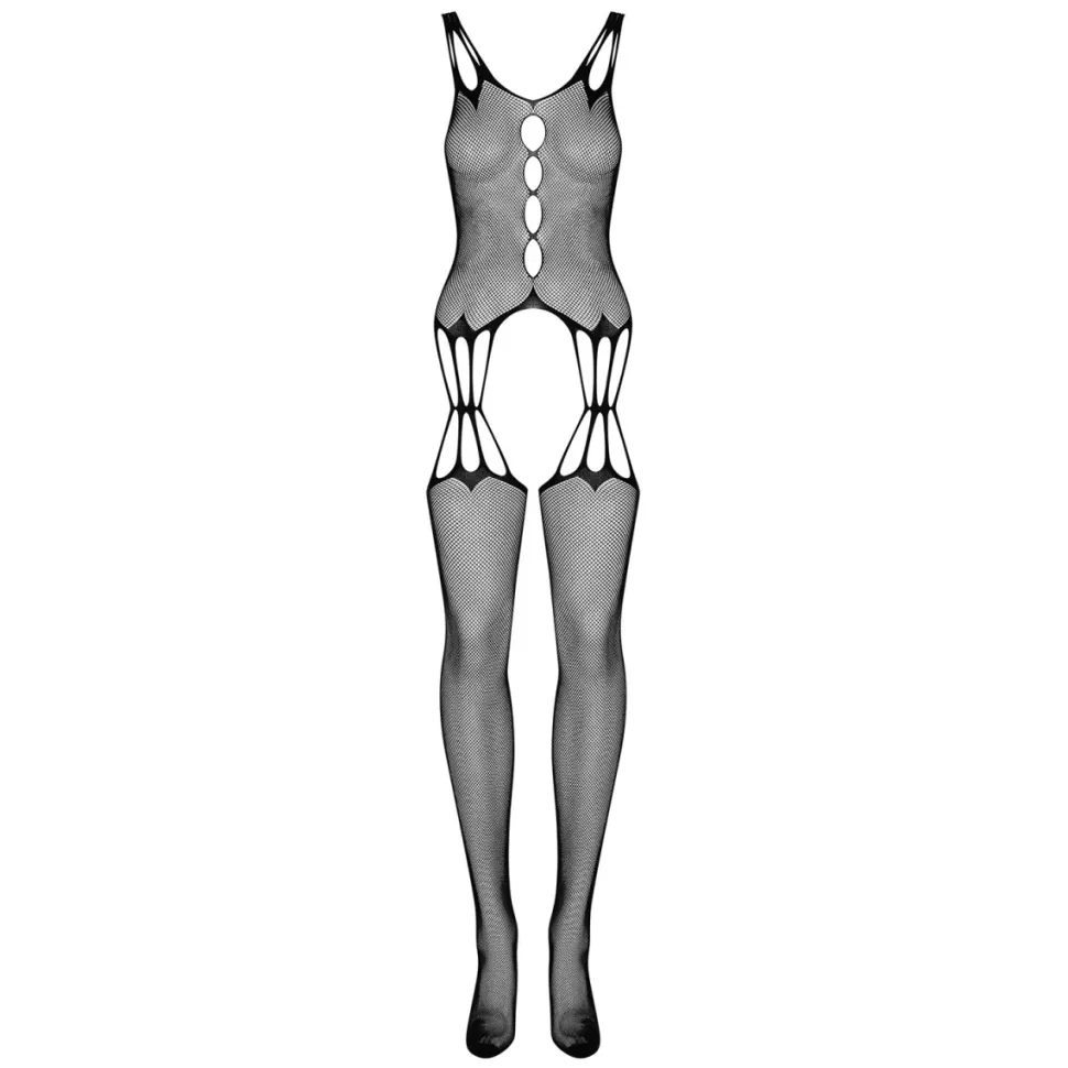 Plus Size Netz-Bodystocking Ouvert Strapsoptik