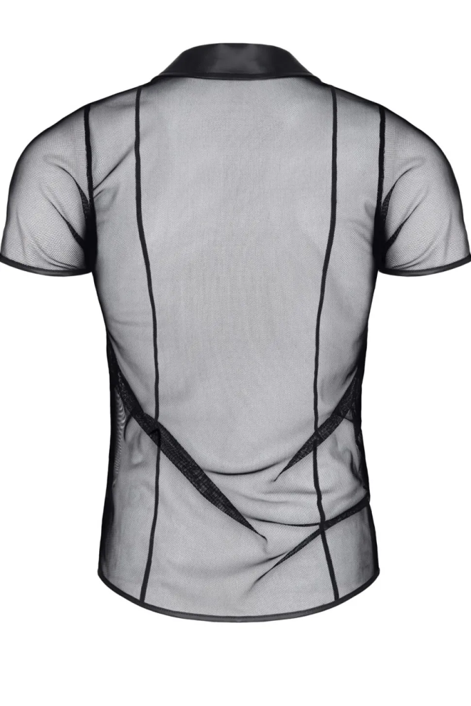 Polo Shirt aus elastischem Mesh Wetlook Kragen Steppnähte