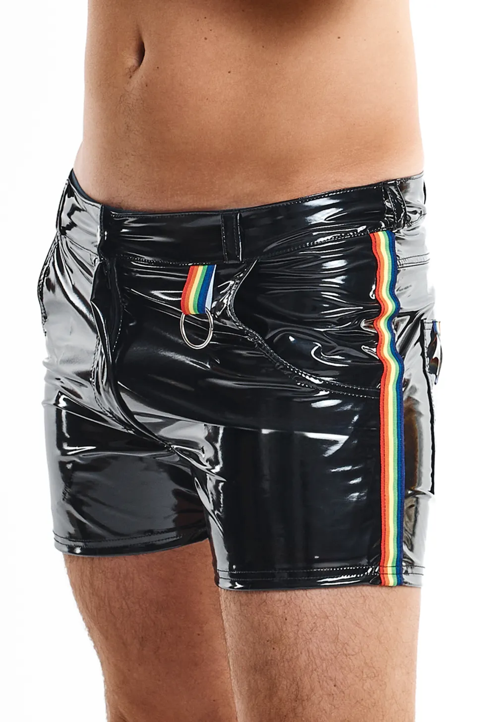 Rainbow Shorts aus glänzendem Material