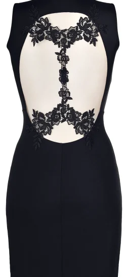 ärmelloses Minikleid mit transparentem Ausschnitt - Club-dress V-9209 black