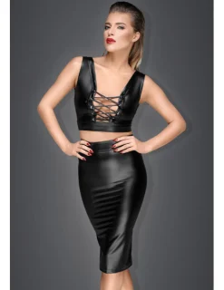 Rock aus Powerwetlook mit Reißverschluss