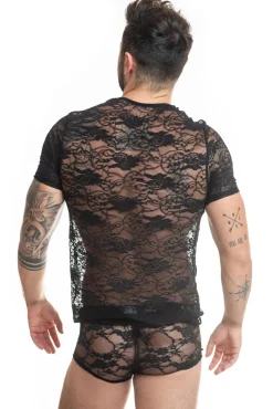 Romance T-Shirt aus Spitze in Schwarz