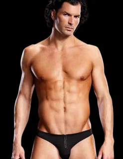 schwarzer Slip mit Reissverschluss