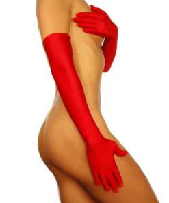 Sehr lange Handschuhe aus Satin karmesin-rot