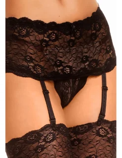 Shorty Strumpfhalter + Strümpfe Paris schwarz