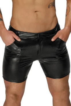 Snake Wetlook Shorts mit feinen Details