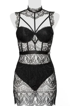 Spitzen Negligé schwarz 15310