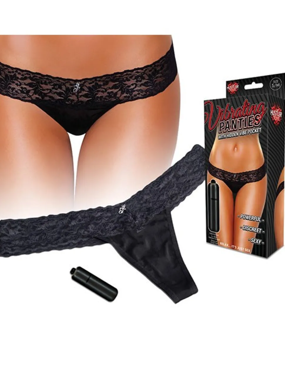 Spitzen-Höschen mit Vibrobullet - schwarz