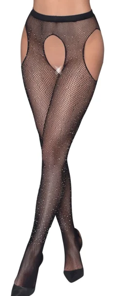 Straps-Strumpfhose mit Glitzersteine