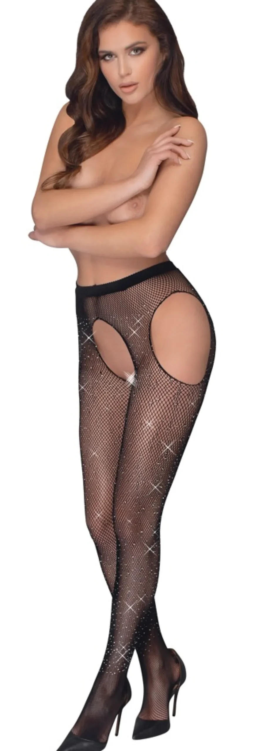 Straps-Strumpfhose mit Glitzersteine