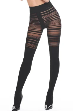 Strumpfhose mit Streifen in schwarz