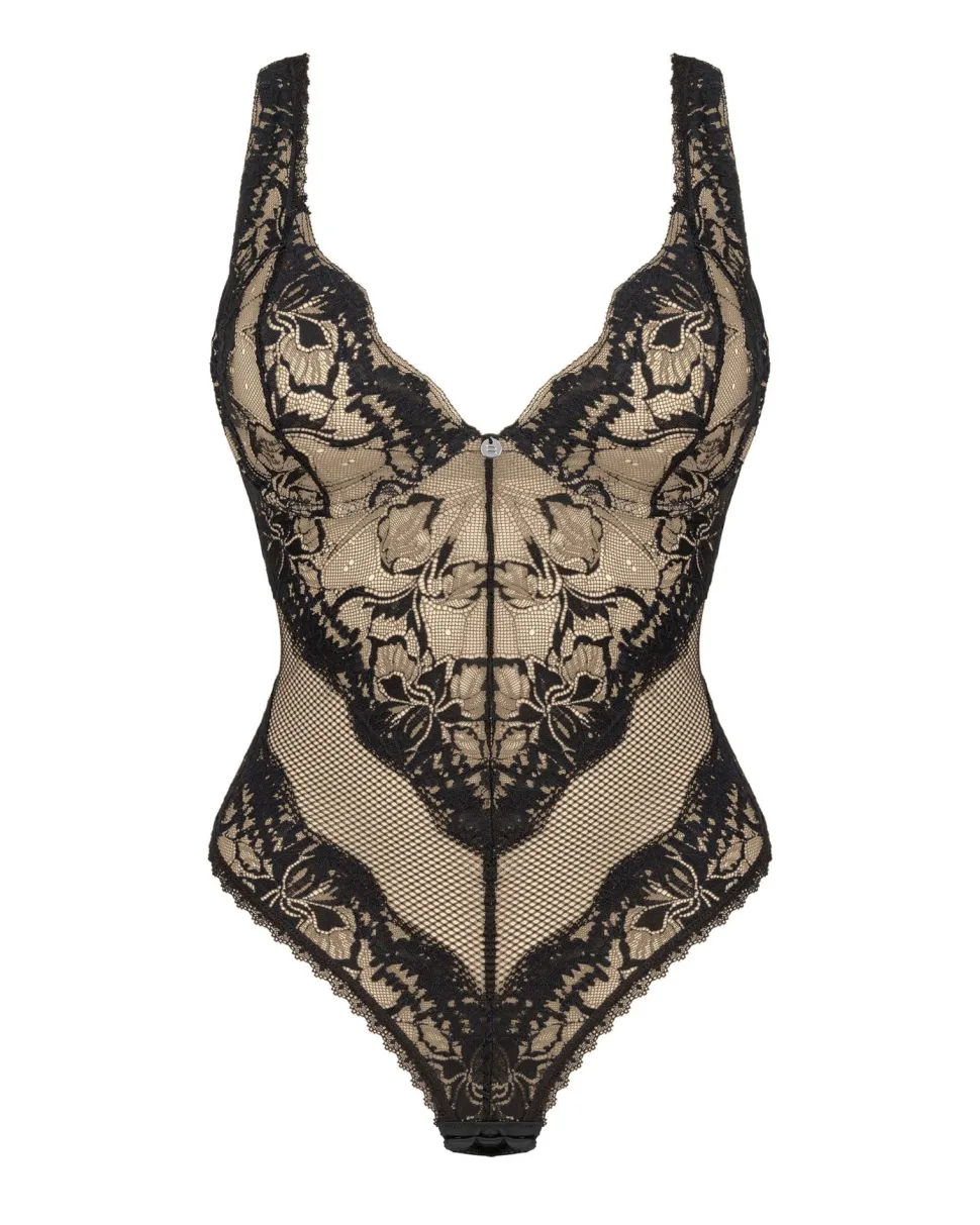 Teddy mit schöner Spitze in schwarz