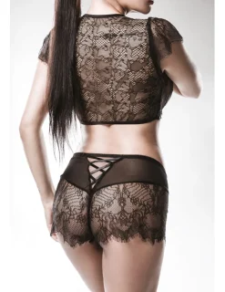 2-teiliges Spitzencami-Set schwarz