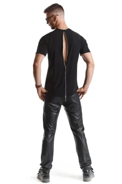 T-Shirt mit Reißverschluss in schwarz