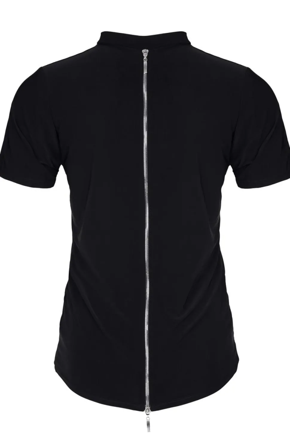 T-Shirt mit Reißverschluss in schwarz