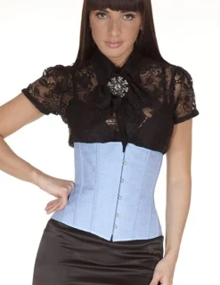 Unterbrust-Korsett Jacquard-Muster hellblau