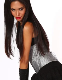 Unterbrust-Korsett Jacquard-Muster silber