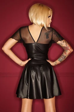 Verführerisches Wetlook-Kleid im Burlesque-Stil in schwarz