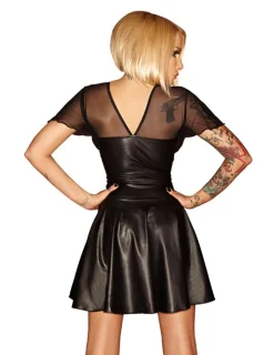 Verführerisches Wetlook-Kleid im Burlesque-Stil in schwarz