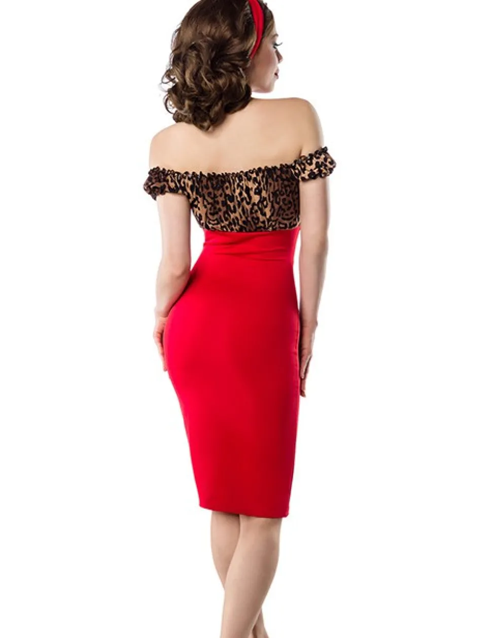 Vintage Kleid in rot mit Leo- Muster