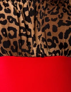 Vintage Kleid in rot mit Leo- Muster