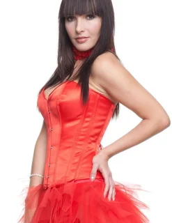 Vollbrust-Korsett Satin rot