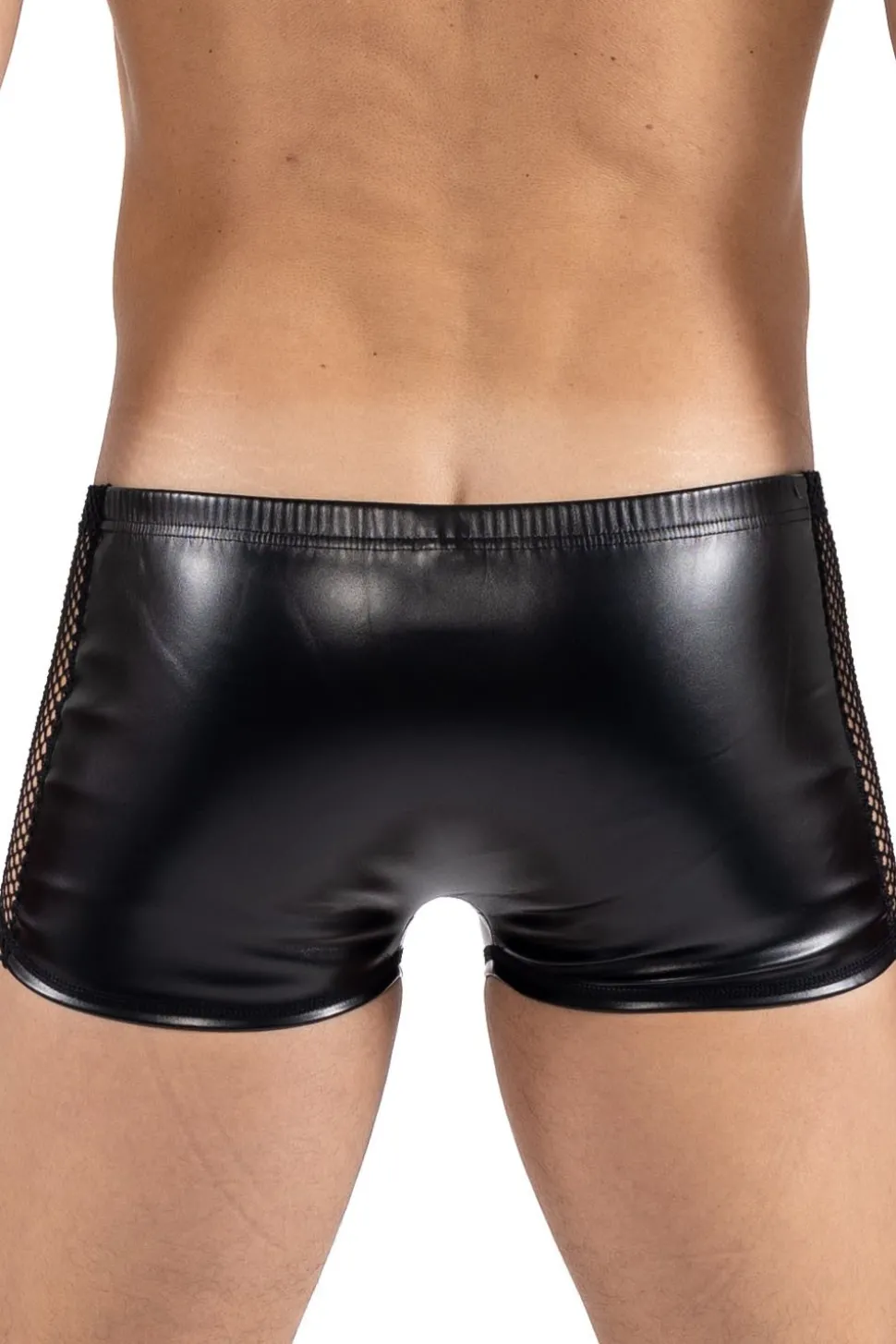 Wetlook Boxer aus Kunstleder mit Netzmaterial