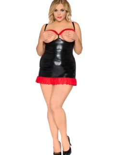 Wetlook Chemise SB/1011 schwarz/rot