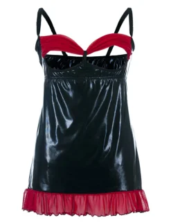 Wetlook Chemise SB/1011 schwarz/rot
