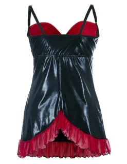 Wetlook Chemise SB/1011 schwarz/rot