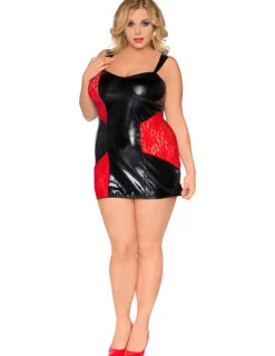 Wetlook Chemise SB/1006 schwarz/rot