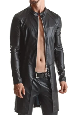 Wetlook Herren Mantel schwarz
