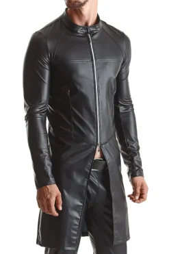 Wetlook Herren Mantel schwarz