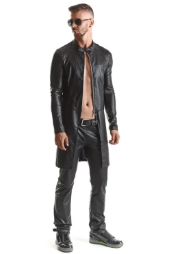 Wetlook Herren Mantel schwarz