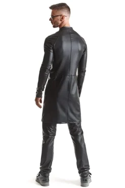 Wetlook Herren Mantel schwarz