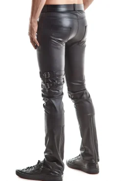 Wetlook Herren-Hose Slim-Fit Schnürrungen, Reißverschlüssen