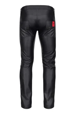 Wetlook Herren-Hose Slim-Fit Gürtelschnallen